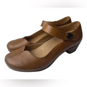 Taos Samba Women’s Mary Jane Heel Leather Brown Pump Hook & Loop Strap S…
